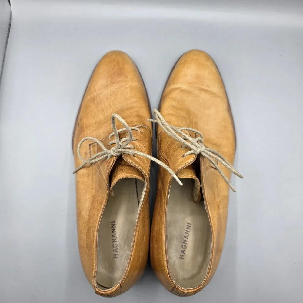 Magnanni Dress Shoes Mens 12 Tan Leather‎ Derby Oxford Business Professional
